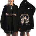 thumbnail image 3 of Sudadera con capucha y cremallera para mujer, jersey con estampado de mariposas, Top de manga larga con estampado de otoño a la moda, 3 of 3