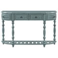 thumbnail image 3 of 52 Inch Console Table, Wood Entryway Table with 4 Storage Drawers and Bottom Shelf, Contemporary Curved Sofa Table for Hallway Living Room Bedroom, Easy Assembly, Antique Blue, 3 of 7