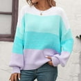 thumbnail image 2 of Honeeladyy Women's Fashion Casual Color Long Sleeve Round-Neck Sweater, 2 of 9