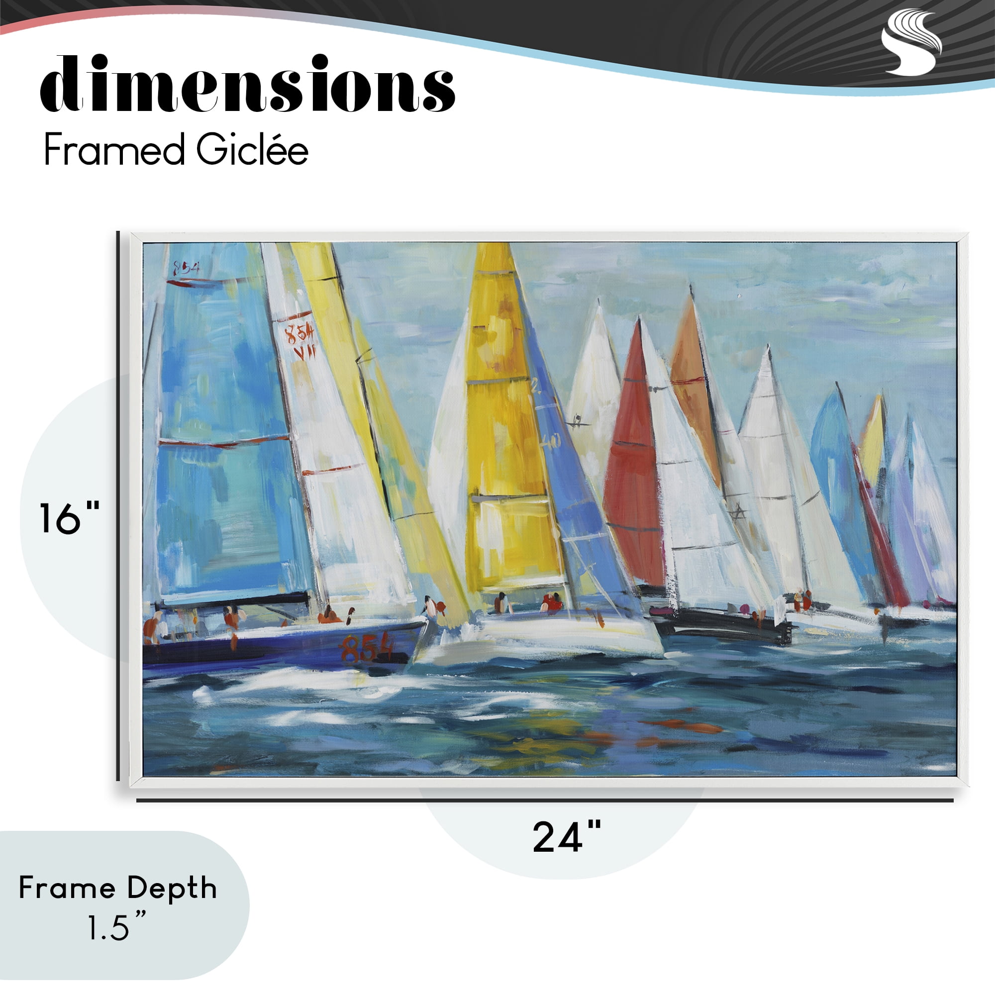 Stupell Industries Colorful Sails Coastal Scene White Framed Giclee Art, design by Lorenzo Collective