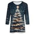 thumbnail image 5 of Christmas 3/4 Sleeve T Shirts for Women Plus Size T Shirt Crew Neck Casual Tops Fashion Printed Round Neck Tops, 5 of 5
