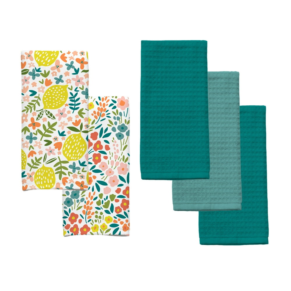 Mainstays Cotton Kitchen Towels, 5Piece Set, 15"x25"