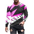 thumbnail image 1 of Birdeem T-Shirts à Manches Longues pour Hommes Hommes Décontracté Col Rond Chandail à Manches Longues T-Shirt Imprimé à Rayures Blouse Hauts T-Shirts à Manches Longues pour Hommes, 1 of 5