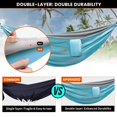 thumbnail image 2 of Overmont Hammock for Two Double Layers Outdoor Hammock Portable Camping Hammock Lightweight for Backpacking Hiking Sports Travel with Tree Straps German TUV Certificated Cyan and Grey, 2 of 6