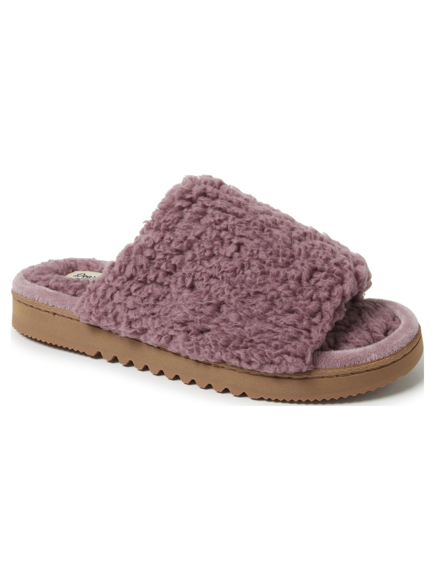 Dearfoams Cozy Comfort Women's Teddy Pile Open Toe Scuff Slippers