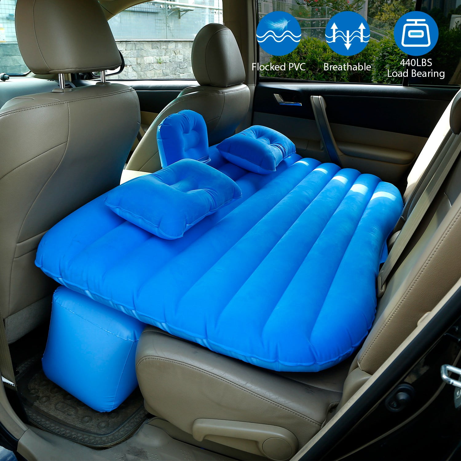 iMountek Car Inflatable Air Bed with Back Seat Pump for Vacation