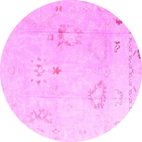 Ahgly Company Indoor Round Oriental Pink Traditional Area Rugs, 5' Round