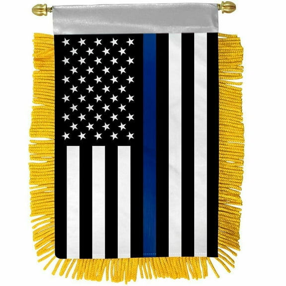 Lot of 3 USA Thin Blue Line Police Law Enforcement 4"x6" Mini Window Banner Flag