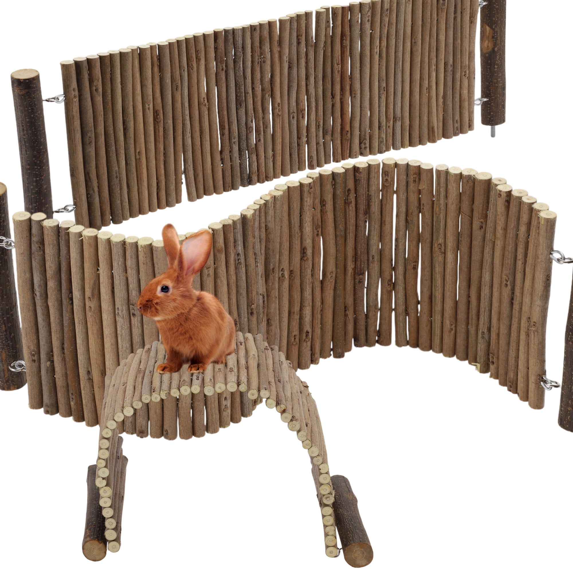Unique Bargains Hamster Bridge Flexible Bendy Climbing Ladder Hanging Wooden Hamster Stairs 20.08"L x 5.91"W Wood Color