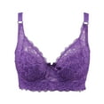 thumbnail image 3 of Riforla Women Hot Full Cup Thin Underwear Small Bra Plus Size Wireless Adjustable Lace Bra Cover B C D Cup Large Size Lace Bras Women Bras Purple 38C/85C, 3 of 8