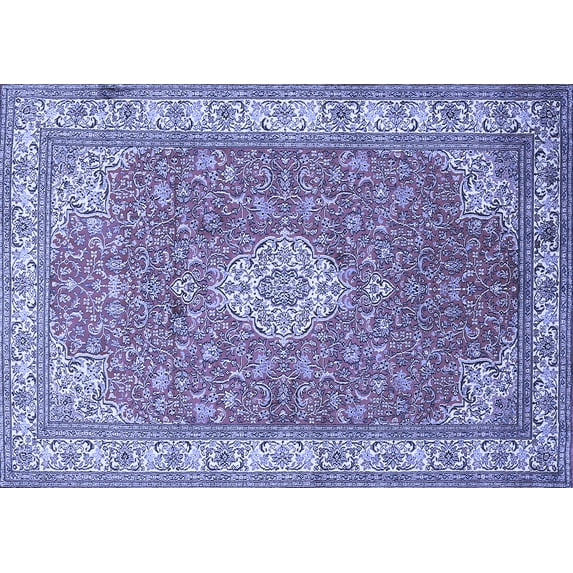 Ahgly Company Machine Washable Indoor Rectangle Medallion Blue Traditional Area Rugs, 7' x 10'