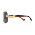 thumbnail image 3 of Mens Mobster Half Rim 90s Luxury OG Sunglasses Gold Brown, 3 of 4