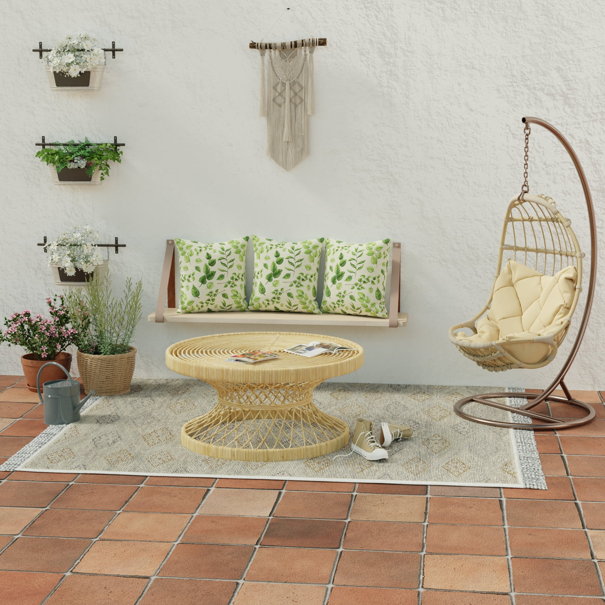 Jordan Manufacturing 22" x 22" Natik Aloe Green Leaves Square Outdoor Throw Pillow (2 Pack)