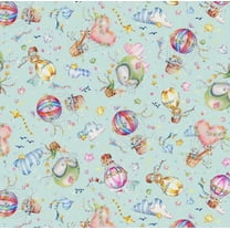 P  B Textiles Whiskerville Hot Air Balloon Toss Blue Baby 100% Cotton By the Yard
