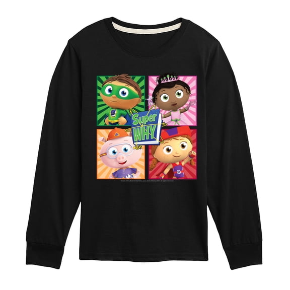 Super Why - Super Why Grid Boys' Long Sleeve Graphic T-Shirt