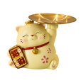 thumbnail image 4 of Bonita estatua de gato de la suerte, figura en miniatura de estilo nórdico con bandeja para guardar llaves. Amarillo, 4 of 9