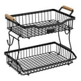 thumbnail image 1 of Organizador de almacenamiento de vegetales de 2 niveles Basket Decoración de mesa elegante Ritadilla de soporte de soporte de frutas para restaurantes Negro, 1 of 8