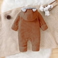 thumbnail image 2 of Jalioing Newborn Baby Fuzzy Snowsuit Cute Solid Color Long Sleeve Zipper Rompers Winter Thermal Fleece Jumpsuit, 2 of 9