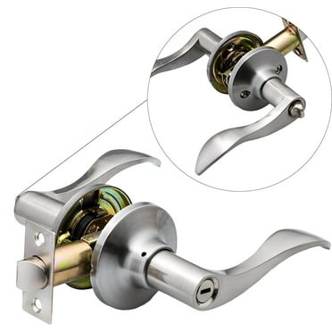 1 Lock/PK Stainless Steel Entry Door Lock Privacy Lever door handle Reversible for Right & Left side