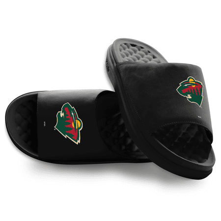 Youth ISlide Black Minnesota Wild Primary Motive Slide Sandals