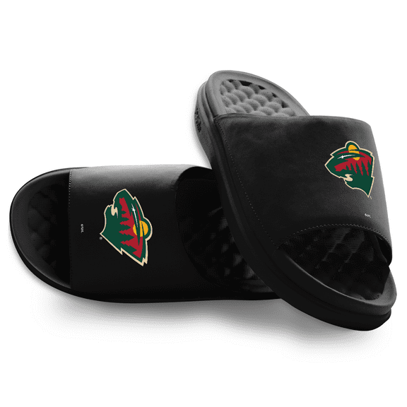 Unisex ISlide Black Minnesota Wild Primary Motive Slide Sandals