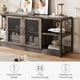 thumbnail image 2 of QinaQin Mueble para TV color roble rústico de 75 pulgadas con puertas dobles de malla y repisas ajustables, ideal para sala, 2 of 9
