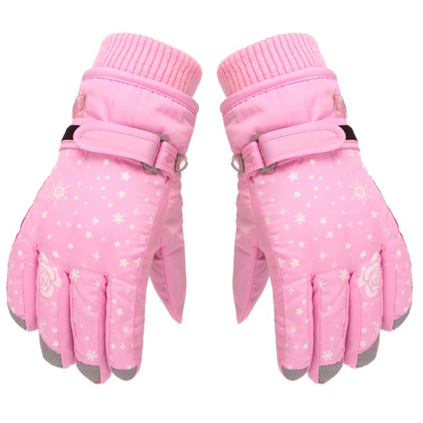 Qarigey 1 par de guantes para esquiar en la nieve para niños, guantes a prueba de viento, mitones de calentamiento ajustables, equipo deportivo para guantes y mitones Rosa oscuro Qarigey AP013201-03