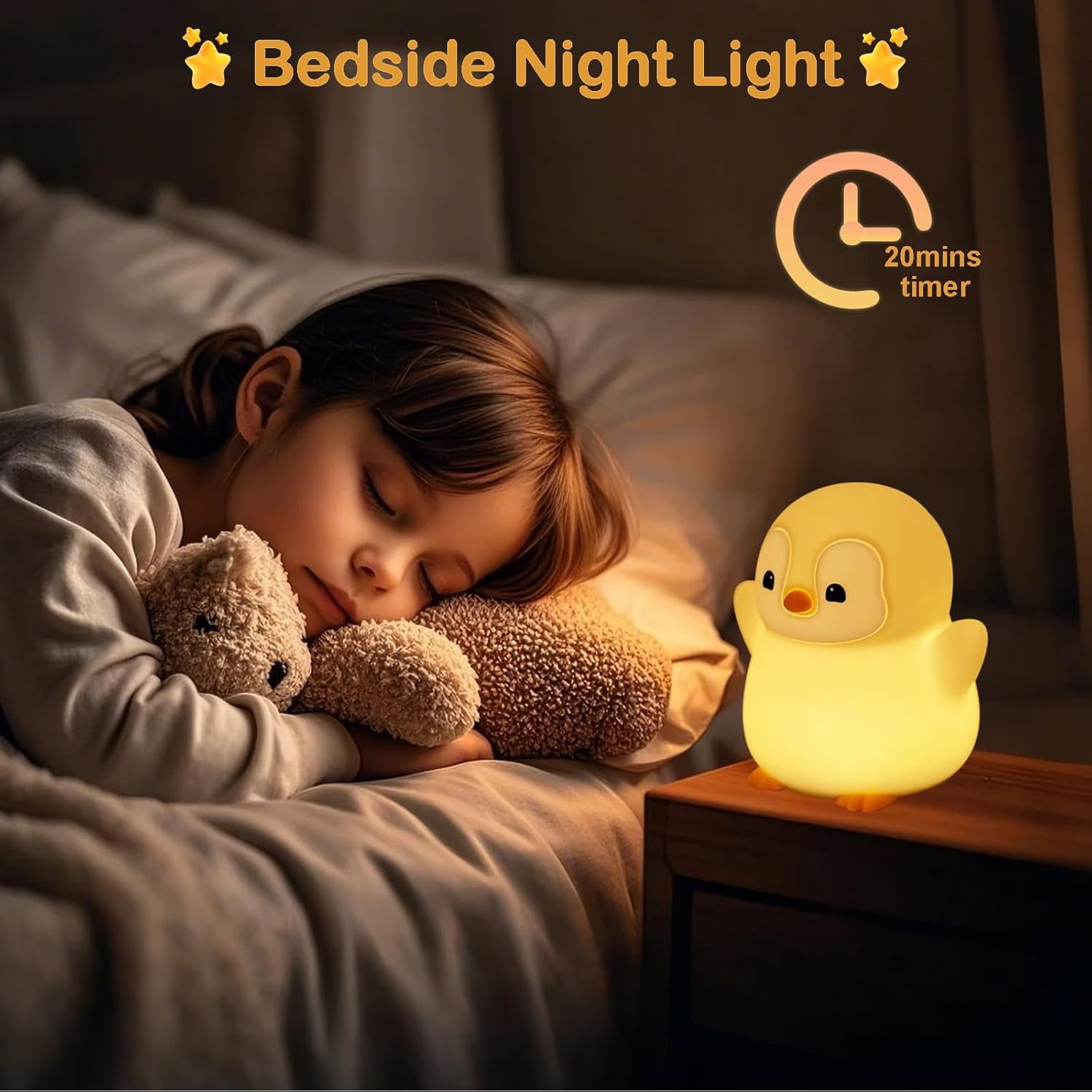 Night Light for Kids, Rechargeable Penguin Silicone Night Light with Timer, Dimmable Nursery Night Lamp, Cute Room Decor Gift for Baby Toddlers Boys Girls