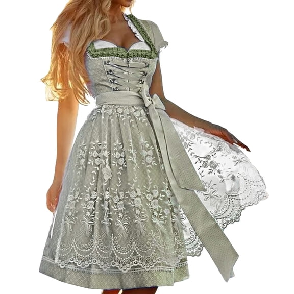 German Dirndl Dress Plus Size Midi Carnival Traditional Bavarian Oktoberfest Fancy Dress Women
