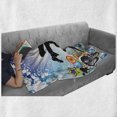 thumbnail image 6 of Urban Graffiti Soft Flannel Fleece Throw Blanket, Silhouette of Break Dance Performer Loudspeakers Concentric Stars Dots, Cozy Plush for Indoor and Outdoor Use, 50" x 70", Multicolor, by Ambesonne, 6 of 6