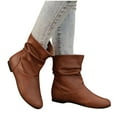 thumbnail image 5 of Xfvqtps Womens Ankle Boots Fashion Slip on Low Heel Slouchy Booties for Women Casual Round Toe Leather Boots Comfortable Indoor Outdoor Fall Winter Shoes Brown, 5 of 7