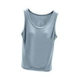 thumbnail image 1 of Débardeur pour Femmes avec Soutien-Gorge Intégré, Débardeur Sans Manches pour Femmes Couleur Unie Col Rond Camisole Décontractée, Haut de Pyjama Doux pour l'Été, 1 of 9