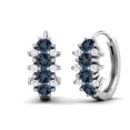thumbnail image 2 of Mooneye 925 Sterling Silver 1.36 Ct Round London Blue Topaz Huggie Hoop Women's Wedding Earrings, 2 of 4