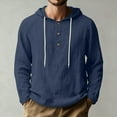 thumbnail image 2 of Xcmzpl Linen Hoodies for Men Long Sleeve Button up Pullover Tops Solid Raglan Shirts Lightweight Summer Blouses Camisetas, 2 of 8