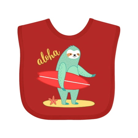 

Inktastic Beach Sloth Surfing Aloha Gift Baby Boy or Baby Girl Bib