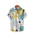 thumbnail image 1 of Floenr Mens T Shirts,Men's Lapel Chest Pocket Hawaiian Print Loose Short Sleeve Shirt, 1 of 4