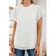 thumbnail image 3 of Women's White Ruffled Sleeve Swiss Dot T-shirts, 3 of 5