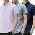 thumbnail image 2 of Zoeecloth Mens Short Sleeve Dress Shirts Wrinkle Free Solid Casual Button Down Shirts Slim Solid Color Shirts with Pocket M-5XL, 2 of 7