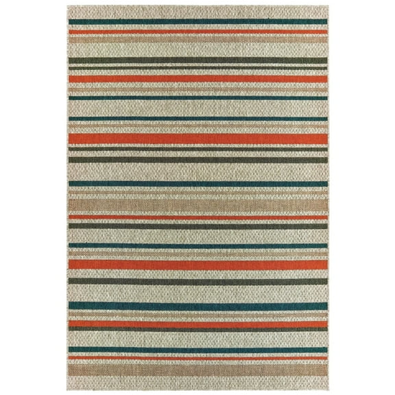 Oriental Weavers Latitude Area Rug 602W3 Outdoor Gray Banded Rows