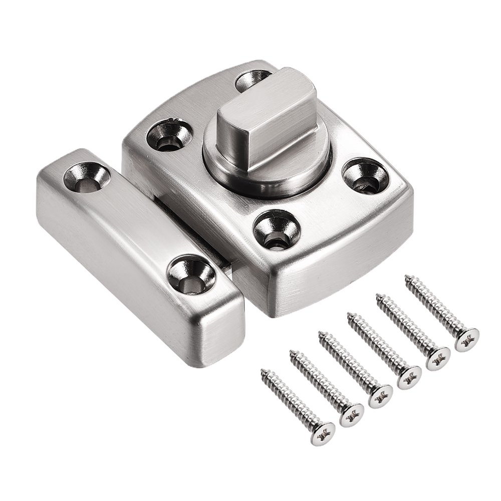 Rotate Bolt Latch, 1" Zinc Alloy Security Door Slide Lock (Silver