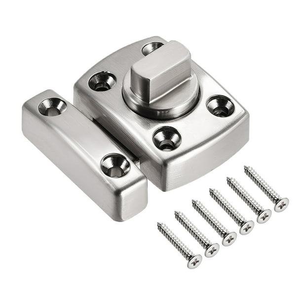 Rotate Bolt Latch, 1" Zinc Alloy Security Door Slide Lock (Silver