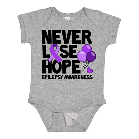 

Inktastic Never Lose Hope Epilepsy Awareness with Balloons and Purple Ribbon Gift Baby Boy or Baby Girl Bodysuit