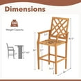 thumbnail image 3 of Costway 4 PCS Patio Teak Wood Bar Stool with Ergonomic Backrest Armrests & Footrest Outdoor, 3 of 7