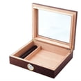 thumbnail image 2 of Humidor de cigarros hecho a mano, caja de escritorio de cigarros de cedro con humidificador e higrómetro, tapa de vidrio, 2 of 4