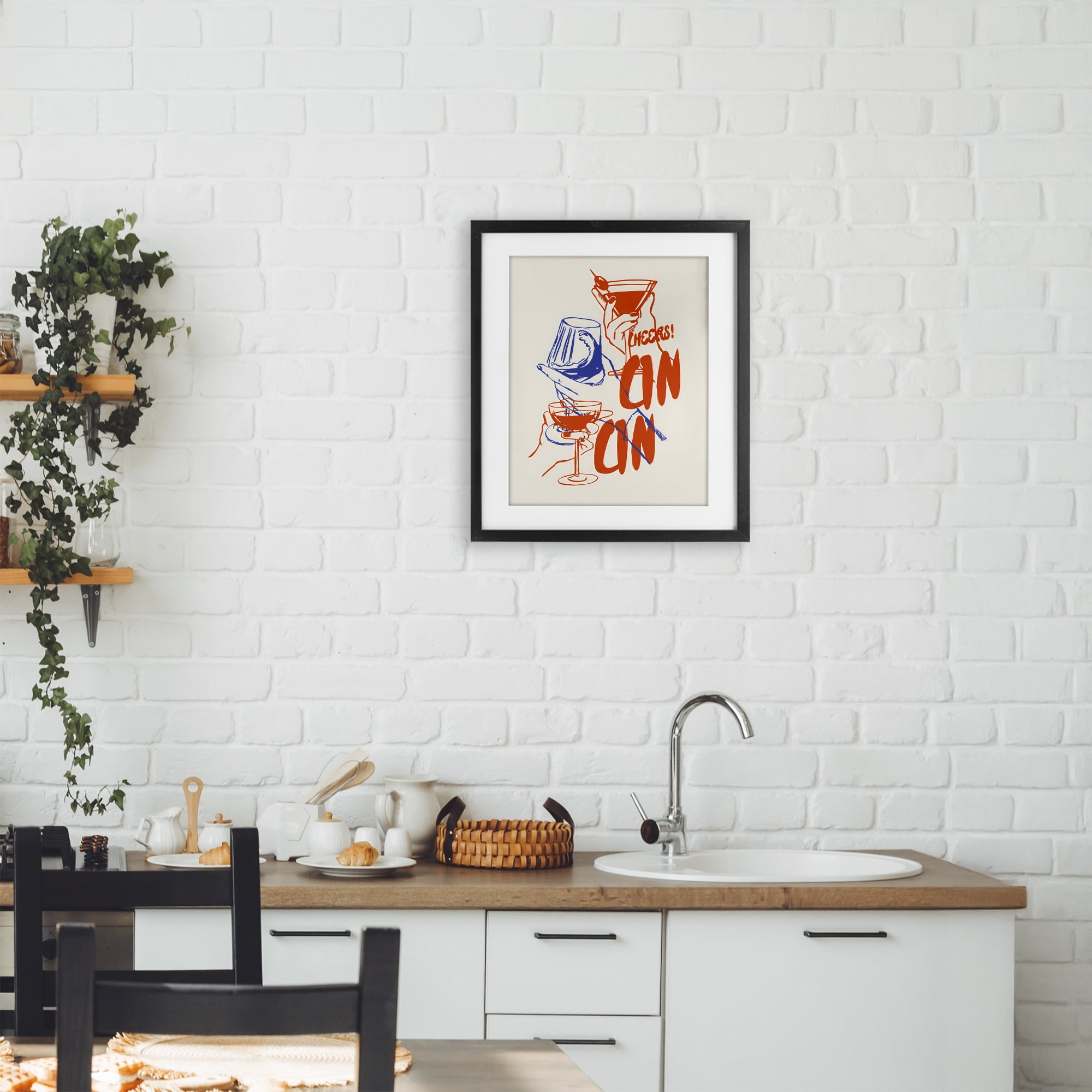 Stupell Industries Retro Cheers Cocktail Toast Black Framed Print Under Glass, design by The Prints Vibe