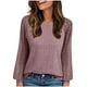 thumbnail image 3 of Tops formales,Blusa de encaje con patchwork para mujer, manga larga, cuello redondo, tejido de poliéster, estilo bohemio, uso diario informal, sopatenor, 3 of 8
