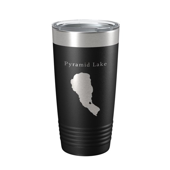 Pyramid Lake Map Tumbler Travel Mug Insulated Laser Engraved Coffee Cup Nevada 20 oz Black