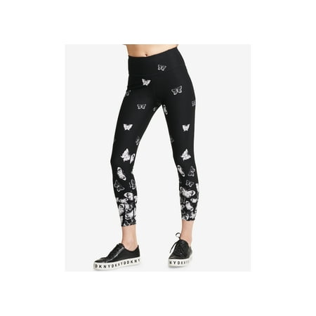 Dkny Womens Sport Butterfly-Print High-Waist Leggings Charcoal