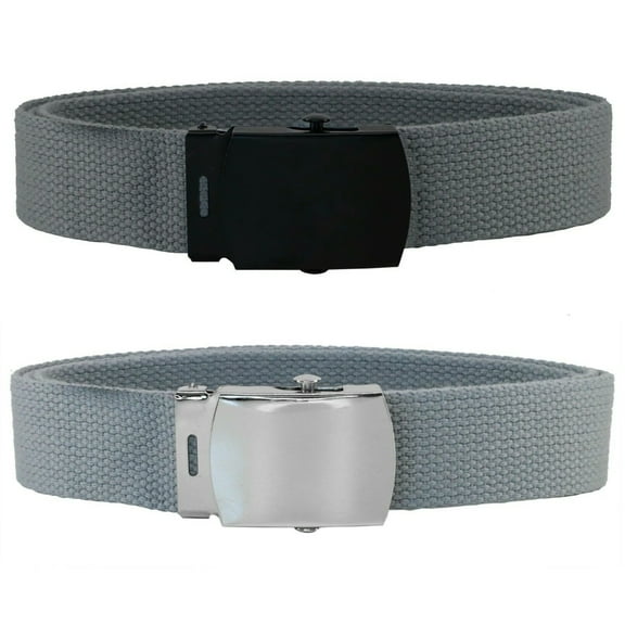 Gray Adjustable Canvas Military Web Belt With Metal Buckle 32 to 72