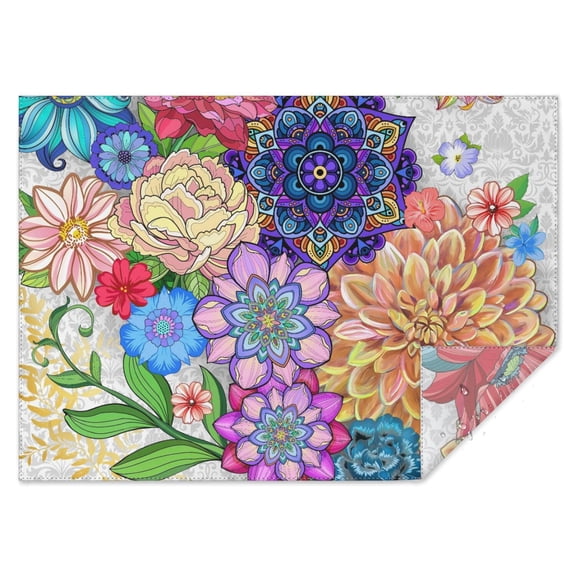 Rectangle Boho Style Waterproof Tablecloth 60×84 Inch, Bohemian Colorful Floral Reusable Indoor/Outdoor Durable Table Cover for Party Kitchen Dinner Room Decor